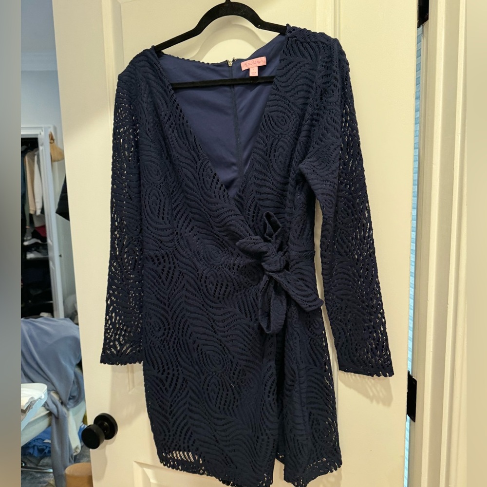 Lilly Pulitzer Navy Wrap Romper - L
